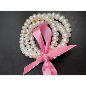 Freshwater pearl stretch bracelets set of 3